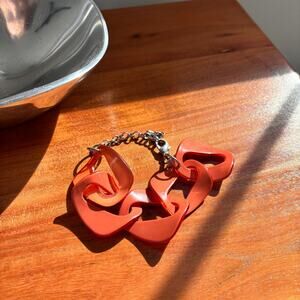 Y2K Sherbert Orange Resin Link Chunky Bracelet Adjustable Clasp